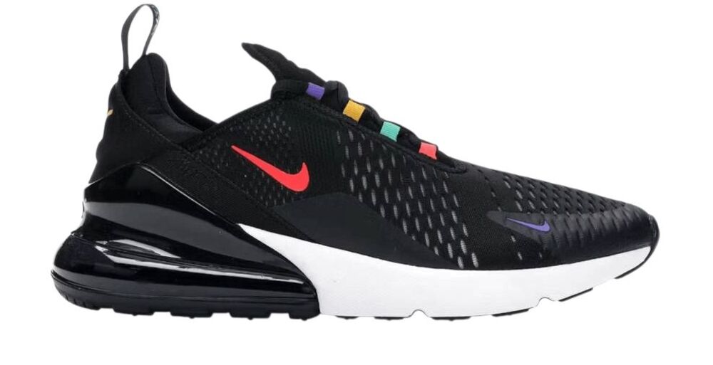 NIKE Air Max 270 'Black Multi-Color' Running Shoes Size 7Y/W8.5